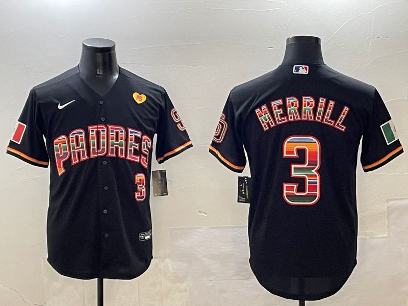 Men San Diego Padres #3 Merrill Black Game Nike 2025 MLB Jersey style 1